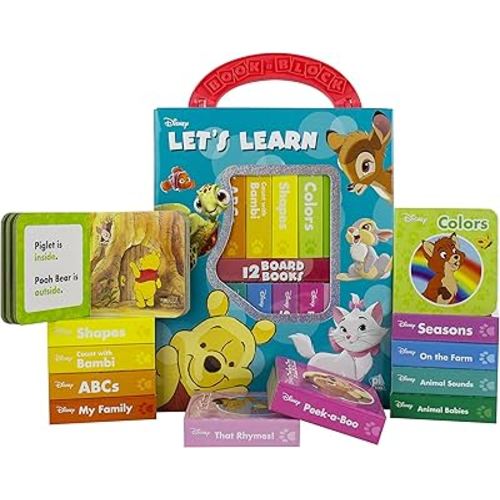 Disney Classics Winnie, Dumbo, Nemo and More! - Let's Learn My First Library 12 Board Book Block Set - PI Kids
