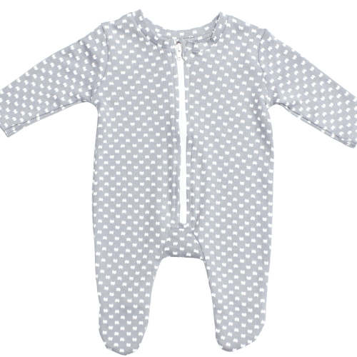 Crab Pattern Long Sleeve (Grey) / Baby Footie Onesie