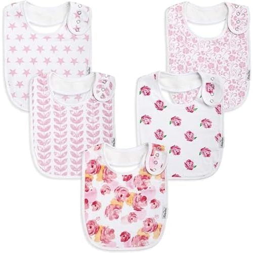 Organic Cotton Baby Bibs – Soft Teething & Drool Bib for Newborns & Toddlers – Hypoallergenic, Absorbent, Snaps