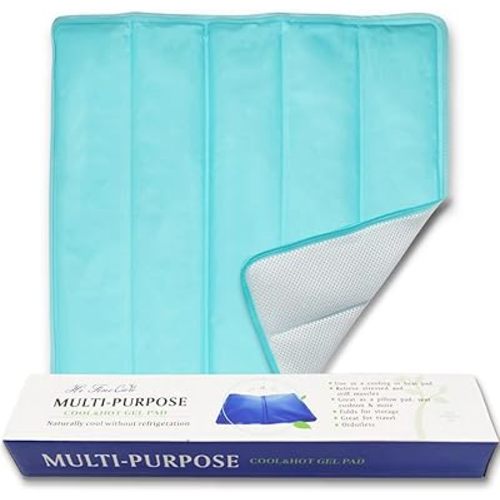 Ice Cooling Mat, Gel Cooling Cold Mat Pain Relief, Injuries Mesh Fabric Hot Cold Therapy Pack for Back, Shoulder, Knee, Belly Green 18in×18in (Green)