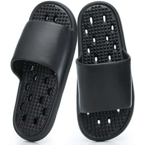 Shower Shoes with Drain Holes Massage Granules for Women Men Gym Shower Slippers Slides Quick Drying Bathroom Beach Sandals Lightweight Non-Slip