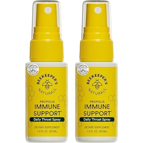 Beekeeper's Naturals Propolis Throat Spray, Natural Immune Support & Sore Throat Relief - Antioxidants, Keto, Paleo, Gluten-Free, 1.0 oz (Pack of 2)