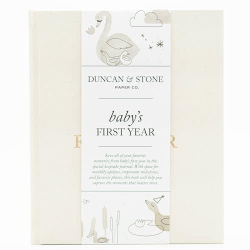 Baby First Year Book (Cream, 112 Pages) - Memory & Milestone Baby's First Year Photo Album from Pregnancy to First Year – Baby Book Keepsake Gift