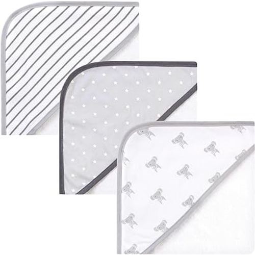 Hudson Baby Unisex Baby Cotton Rich Hooded Towels, Modern Elephant, One Size