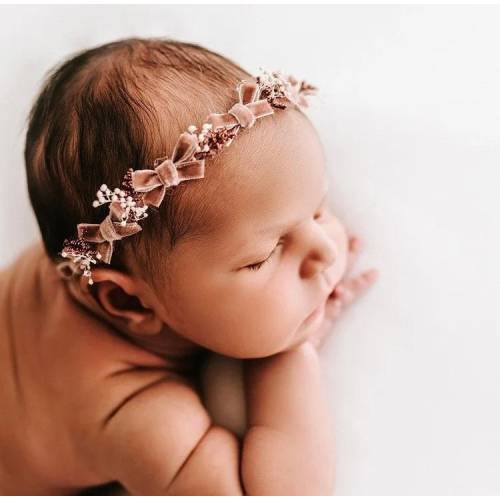 Mauve bows headband - tieback - newborn photography
