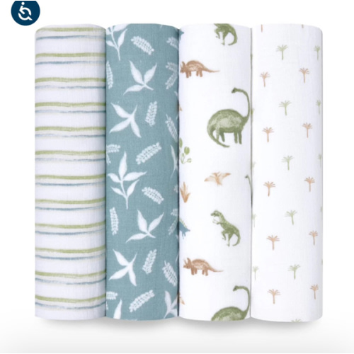 Dino Jungle Cotton Muslin Swaddle 4 Pack | aden + anais