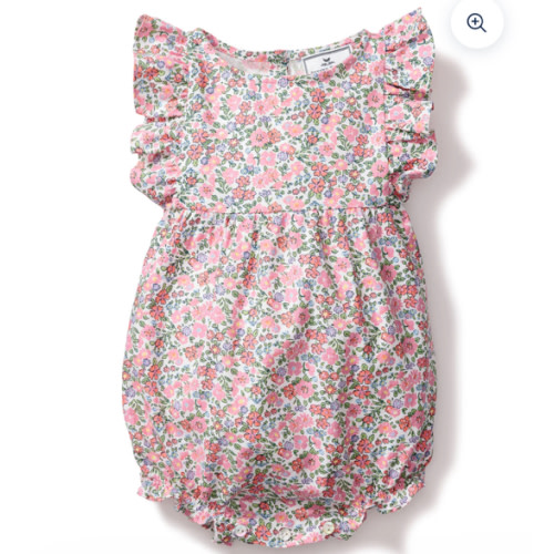 Baby's Twill Ruffled Romper in Fleurs de Rose