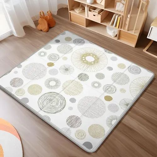 Foldable Baby Play Mat, PIGLOG Waterproof Playmats for Babies and Toddlers Kids, Safe Foam Playmat for Tummy Time, 50x50 Playpen Mat, Reversible Portable Baby Floor Mat for Infant, Toddler, Circle