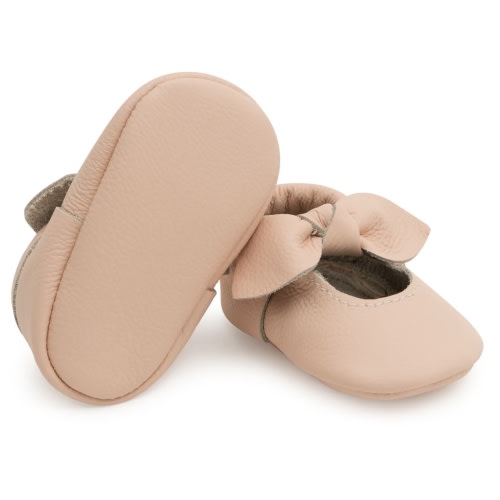 BirdRock Baby Bow and Knot Moccasins - Genuine Leather Baby Girl Shoes