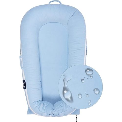 Waterproof Corduroy Lounger Cover for Dockatot Deluxe+ Docks | MEXXI Breathable Cotton Baby Lounger Extra Cover | Hypoallergenic Baby Nest Replacement Cover (Cover Only) (Baby Blue)