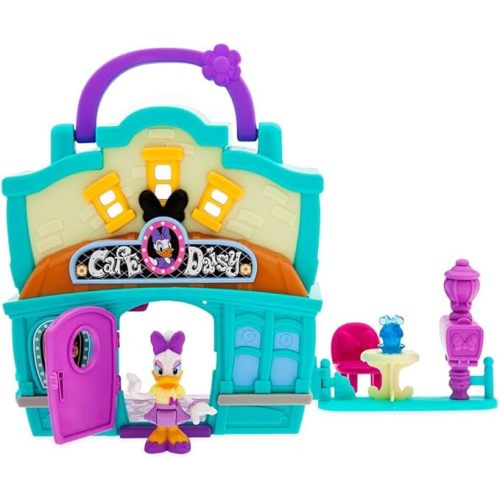 Disney Store Official Daisy Duck Café Playhouse Play Set - Interactive Play House Junior Mickey Mouse Toys - Poseable Daisy Figure, 15-Piece Set, Perfect for Toddlers