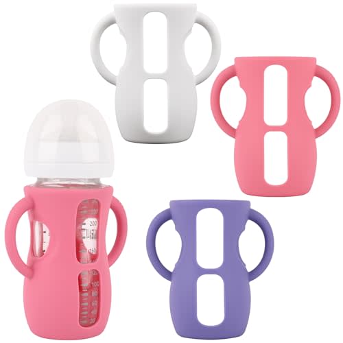3 Pack Silicone Sleeves with Handle for Avent Natural Glass Baby Bottles | Anti Breakage Baby Bottle Holder, Compatible Philips Avent Glass Natural Baby Bottles 8 oz