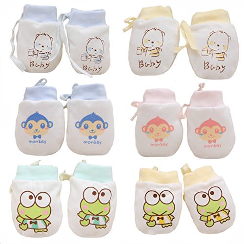 Adeimoo Cute Boys Girls Cotton No Scratch Gloves Drawstring Adjustable Mittens for Baby Infants