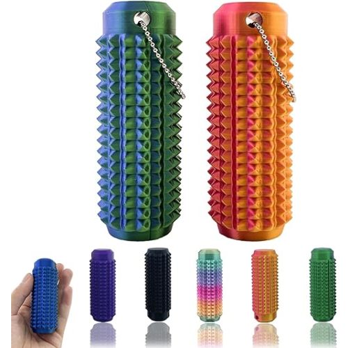 2PCS Little Ouchies Fidget, Portable Stim Tool, Pocket Mini Fidget Toy for Adults, Pain Stim Fidget, 3D Printed Venting Key Pendant, Spiky Grippie Stim Keychain for Anxiety Relief, Novelty Gifts