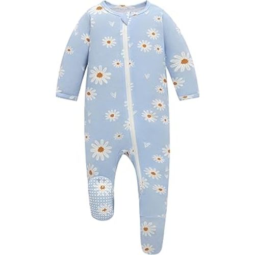 Owlivia Rayon Made from Bamboo Baby Boy Girl Sleep 'N Play, Zip Front Non-Slip Footed Sleeper Pajamas
