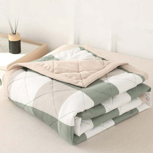 Avtoify Naked Sleeping Skin-friendly Washed Cotton Refrigerated Comforter Summer Thin Comforter Green