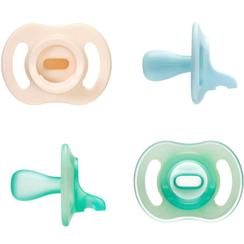 Tommee Tippee Stay Put Pacifier Set, Contains 2 Ultra-Light StayPut Glow in the Dark Pacifiers and 2 Ultra-Light StayPut Pacifiers, 0-6 Months, Colors May Vary, One-Piece Silicone Design, Pack of 4