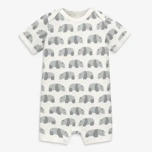 Animal Friends Babysuit Shortie, 6-9 mon. - Fog Panda