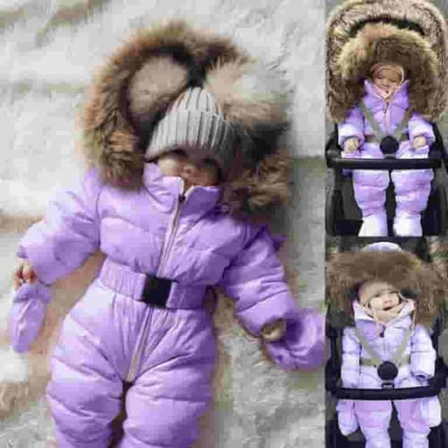 Toddler Snowsuit Warm Hooded Romper Coat for Infant Baby Jacket Snowsuit Long Sleeve Windproof Cute Newborn Boy Outfits 0-3 Months