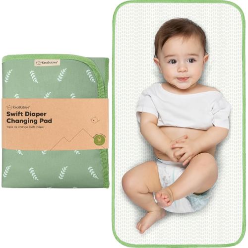 KeaBabies Portable Diaper Changing Pad, Easy Wipe Clean - Foldable Waterproof Baby Changing Mat for Diaper Bag, Compact, Lightweight, Baby Changer Travel Essential,Machine Washable(Acacia)