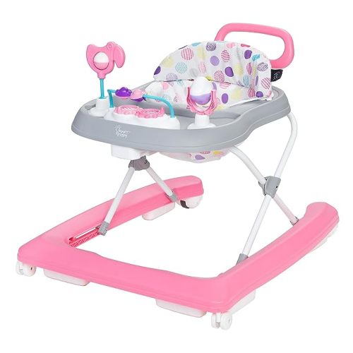 Smart Steps Trend Plus 2-in-1 Activity Walker with Deluxe Removable Toys, Walk-Behind Bar, Adjustable Height and Flat Fold Frame for Storage, Ages 6 Months +, Orbits Pink