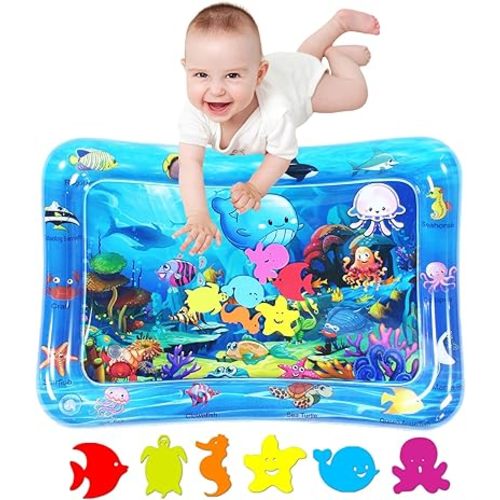 ZHUYNXIR Infant Play mat, Inflatable Play Mat Water Cushion Baby Water mat, Fun Early Development Activity Play Center for Newborn (27.5x20 in)