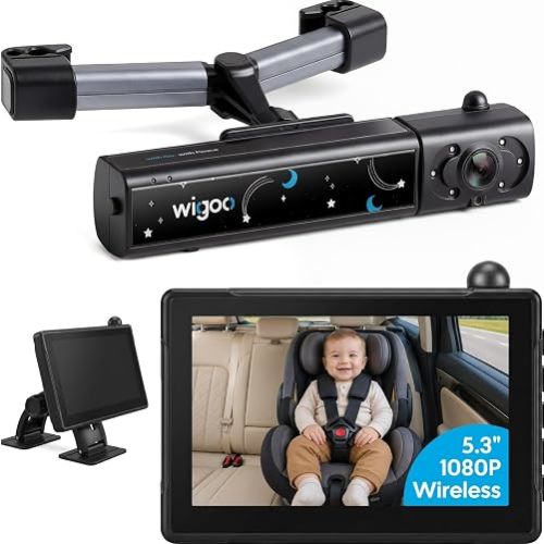 Wigoo Wireless Baby Car Camera for Rear Facing Seat with Monitor