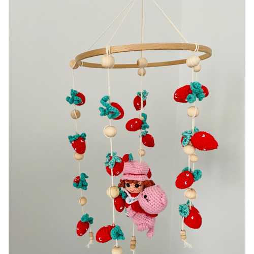 Strawberry Girl 1980 Version Woodland Mobile Children's Room Accessories Mobile For Baby Gifts Strawberry Mobile Strawberry Baby And Cat