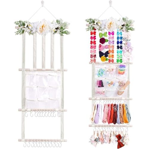 OOSAKU Headbands Holder for Girls Baby Hair Accessories Organizer Storage Wall Hanging Decor for Toddler Girls Room Wall Door Closet Hair Bows Organizer