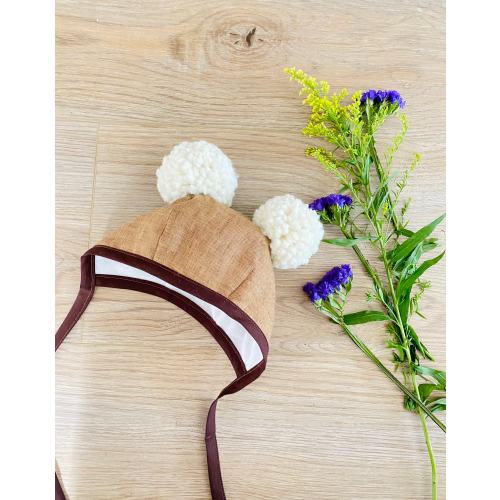 Winter-  Double Pom-Pom Warm Cotton / Linen Bonnet