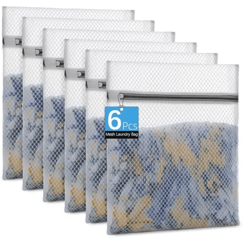 Honeycomb Mesh Laundry Bags for Delicates - 12x16 Inches Medium Washing Bags for Bras, Lingerie, Socks, Baby Clothes - Gentle Wash Protection with Zipper Closure (6)