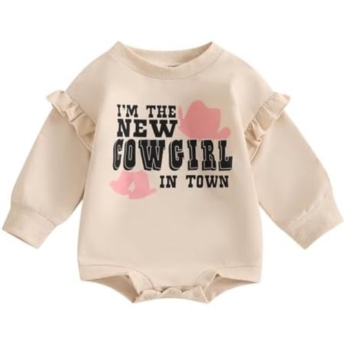 Hnyenmcko Western Baby Boy Girls Clothes Newborn Infant Cow Print Sweatshirt Romper Oversized Long Sleeve Bodysuit