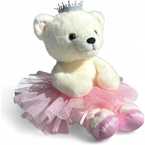 Bearinna Ballerina Bear 14 Inch Soft Plush Stuffed White Bear Ballerina Doll in Pink Tutu - Plush Toys for Girls