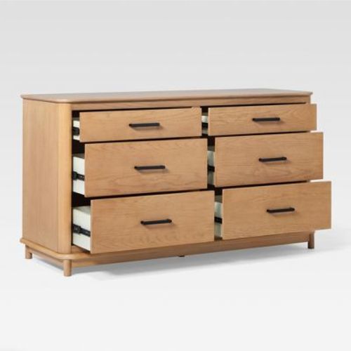 Saracina Home Contemporary 6 Drawer Solid Wood Dresser English Oak