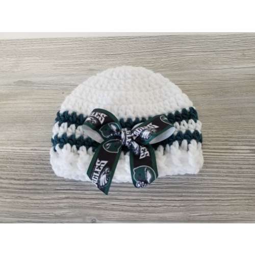 Baby Hat, Philadelphia Eagles, Hand Crochet, Newborn fits to 3 months, Made in Ohio, USA