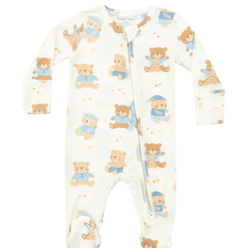 50% Off Newborn NB Teddy Bears Blue -2 Way Zipper Footie - Angel Dear