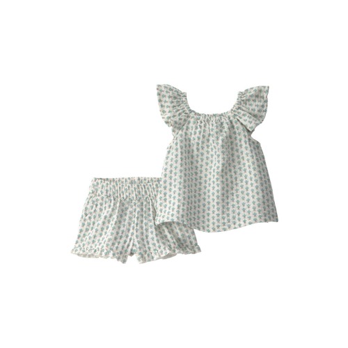 Print Organic Cotton Gauze Top & Shorts Set