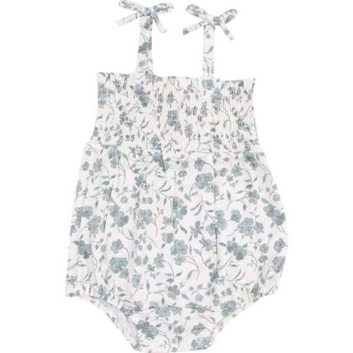 Tie Strap Smocked Bubble, Baby's Breathe Floral - Angel Dear | Maisonette