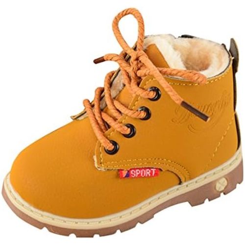 Happy Cherry Toddler British Style Ankle Boots Fur Lined Warm Shoelace Work Boots Shoes