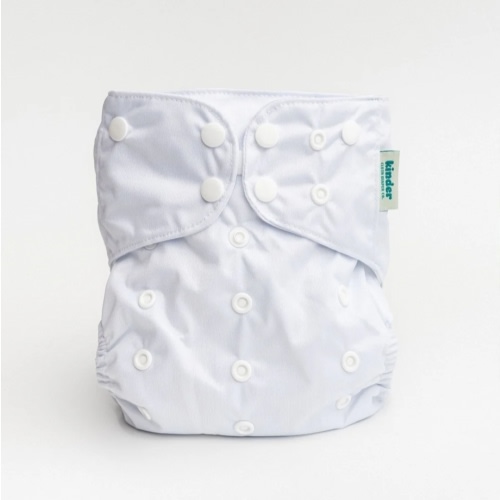 Solid White: Essentials Pocket Cloth Diaper with Athletic Wicking Jersey, Grows with your Baby