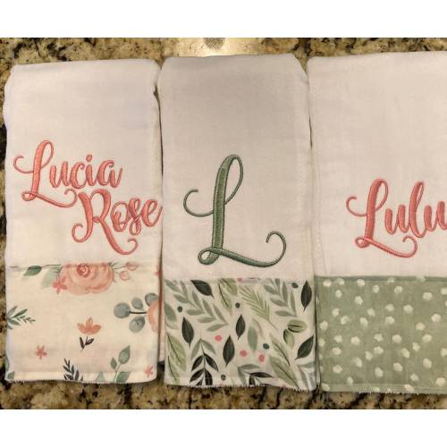 Personalized Burp Cloths for Girls-Set of 3
