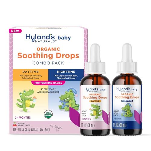 Hyland's Baby Organic Daytime and Nighttime Soothing Drops Combo Pack, Drops for Oral Discomfort, 2 oz.