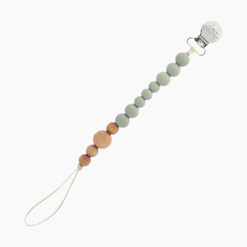 Colorblock Wood & Silicone Pacifier Clip - Sage