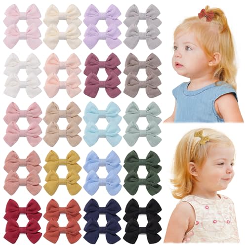 jollybows 40pcs 2" Hair Clips for Girls - Mini Fully Lined Bows, Tiny Barrettes for Infants, Toddlers, Kids, Teens