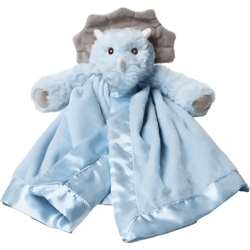 Bearington Baby Lil’ Tracer Snuggler, 15 Inch Light Blue Dinosaur Plush Stuffed Animal Security Blanket Lovey for Babies