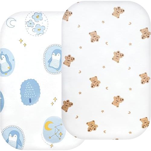 Bassinet Sheets,Fits STARMONS Sleeper Crib Mattresses,Not General,Series Crib Sheets 2 Pack (Cartoon)