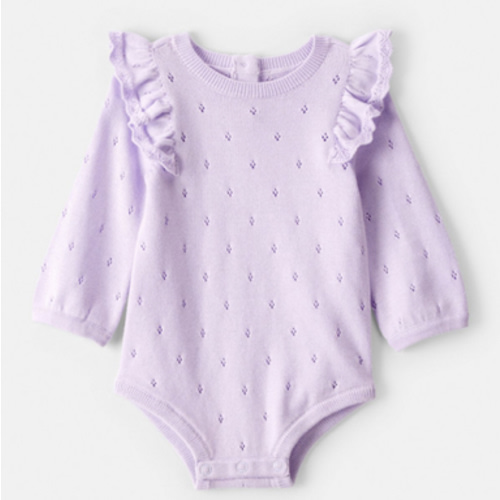 Baby Girl Long-Sleeve Sweater Bodysuit - Purple - OshKosh B'gosh | Carter's
