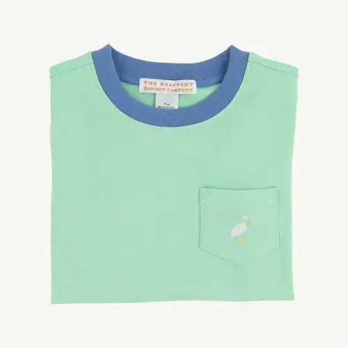 Carter Crewneck - Grace Bay Green with Barbados Blue & Multicolor Stork (6/12M)