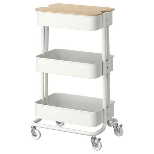 RÅSKOG / NORRÅVA Trolley with lid - white 13 3/4x17 3/4x30 3/8 "