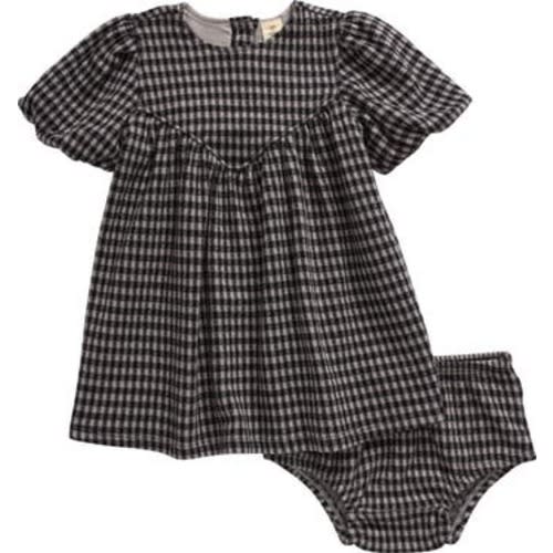 Puff Sleeve Cotton Blend Dress & Bloomers, 3M